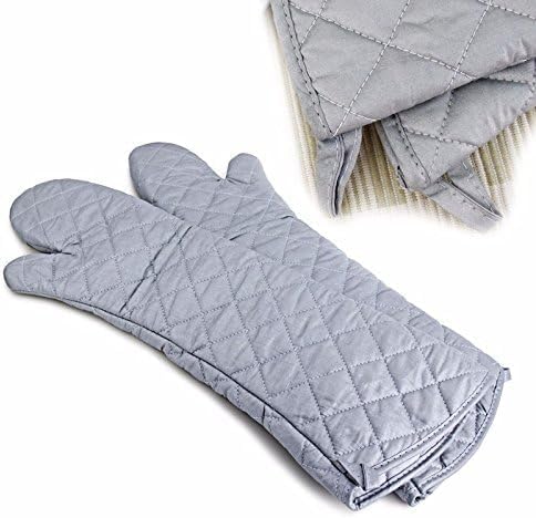Linwnil Extra Long 23 Inch Heat Resistant Oven Gloves New Cotton Oven Mitts Kitchen Gloves High Temperature Cooking Tool BBQ Gloves (23-Inch)