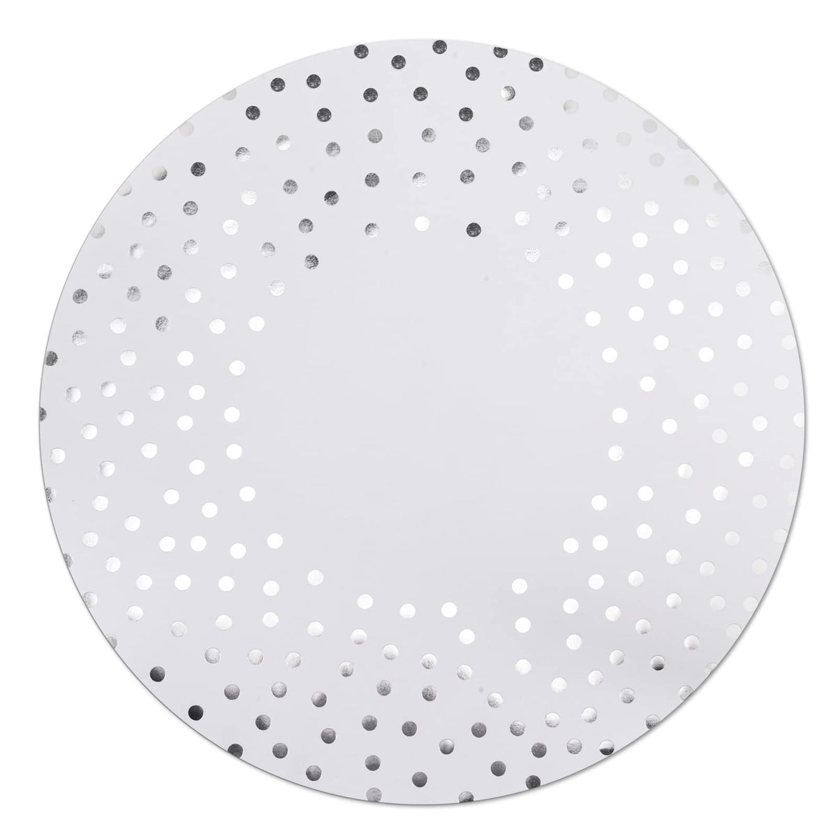 50 Pcs 14 Inch White and Gold Foil Paper Place Mats Golden Polka Dots Round Placemats Disposable Decorative Table Mats for Wedding Banquet Party Home Dining Table Decor