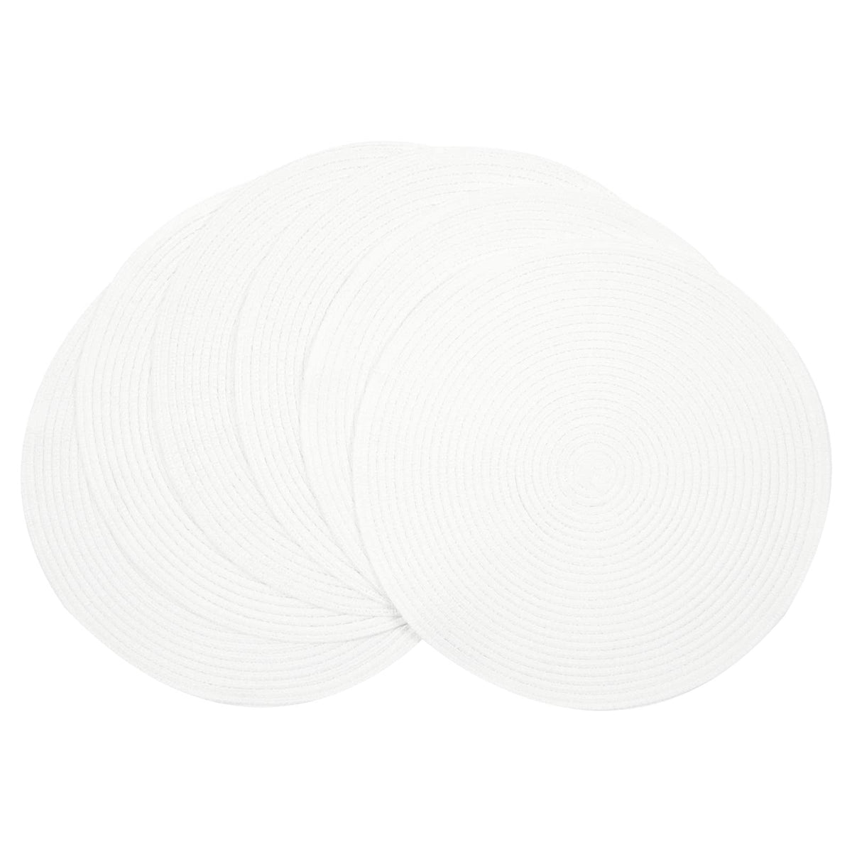 SHACOS Round Braided Placemats Set of 4 Washable Place Mats for Dining Tables 15 inch Non Slip Kitchen Table Mats (Beige, 4)