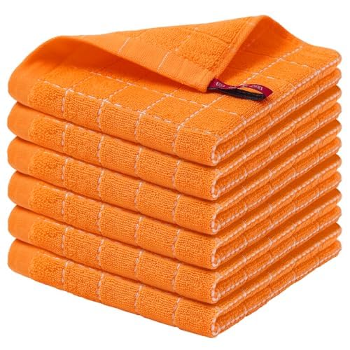 Homaxy 100% Cotton Terry Kitchen Towels, 4 Pack, Black