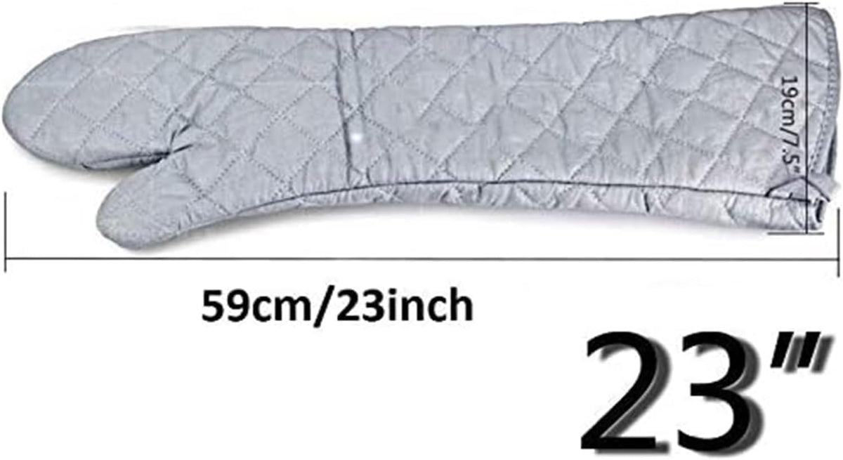 Linwnil Extra Long 23 Inch Heat Resistant Oven Gloves New Cotton Oven Mitts Kitchen Gloves High Temperature Cooking Tool BBQ Gloves (23-Inch)
