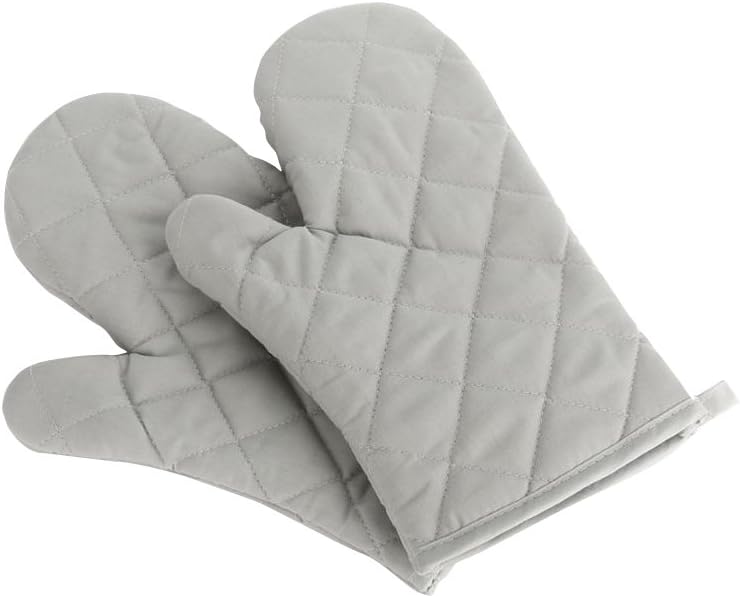 Oven Mitts, Premium Heat Resistant Kitchen Gloves Cotton & Polyester Quilted Oversized Mittens, 1 Pair (Pink)