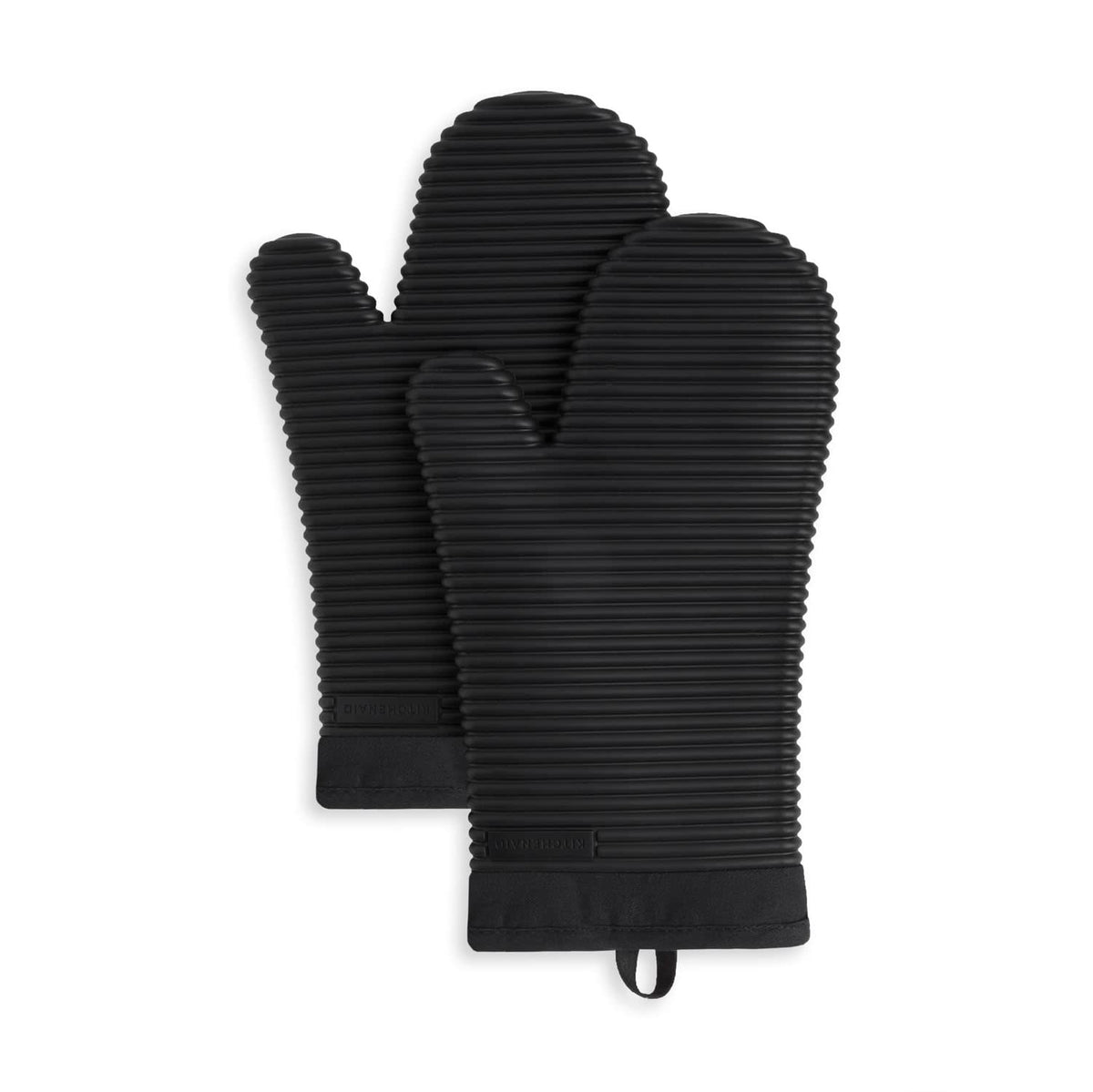 KITCHENAID Ribbed Soft Silicone Oven Mitt 2-Pack Set, 7.5"x13", Lavender Cream