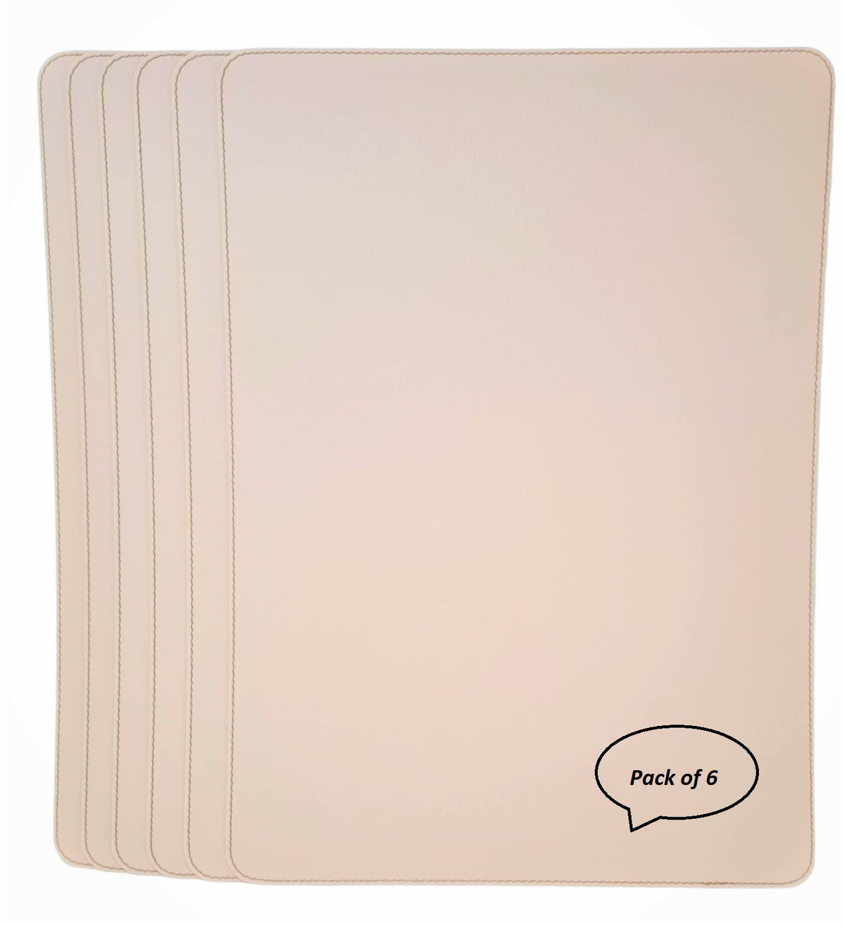 Nikalaz Set of 6 Placemats Made of Recycled Leather (18"x13", Dirty Brown)