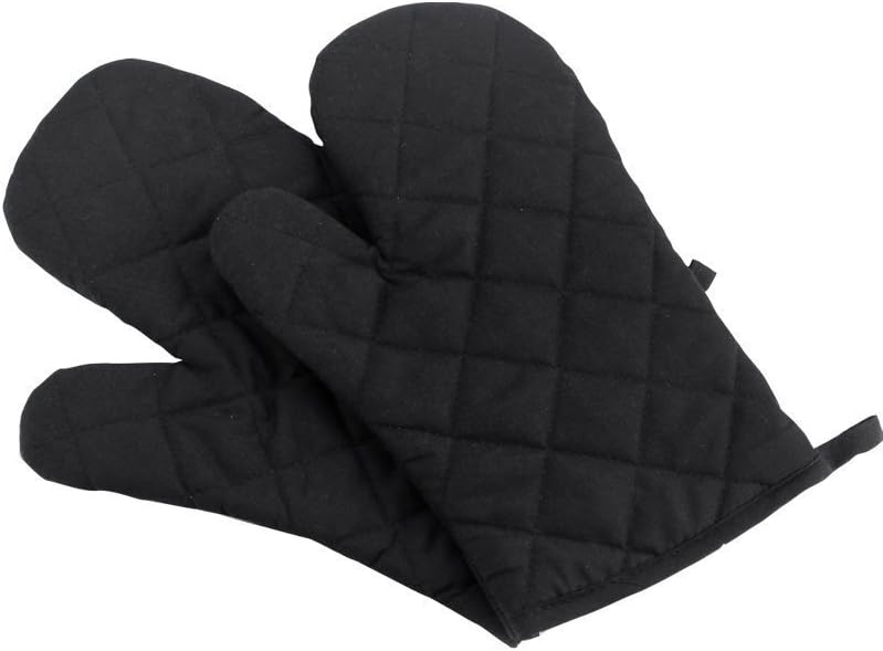 Oven Mitts, Premium Heat Resistant Kitchen Gloves Cotton & Polyester Quilted Oversized Mittens, 1 Pair (Pink)