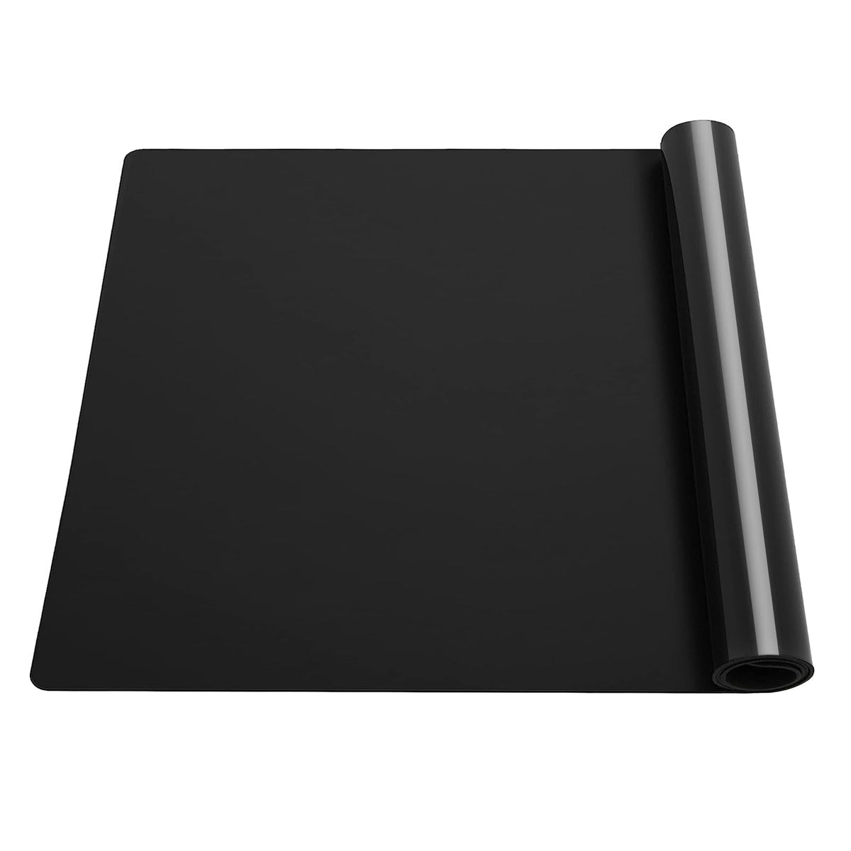 Silicone Placemats, Food-Grade Non-Slip Waterproof, Dining, Stain Resistant, Countertop Protector, Kitchen Counter Mat, Heat Resistant, Baking mat Dishwasher Safe (15.7x11.8Inch-4pack, Black)