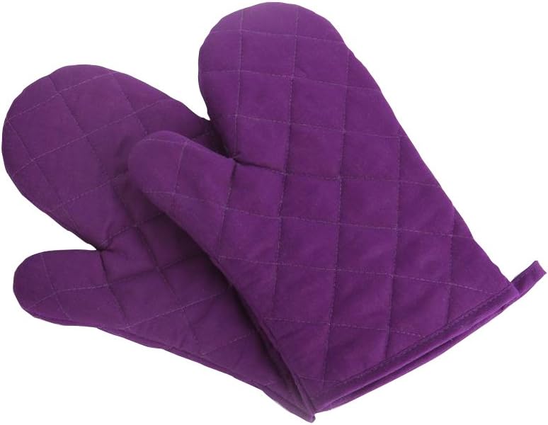 Oven Mitts, Premium Heat Resistant Kitchen Gloves Cotton & Polyester Quilted Oversized Mittens, 1 Pair (Pink)