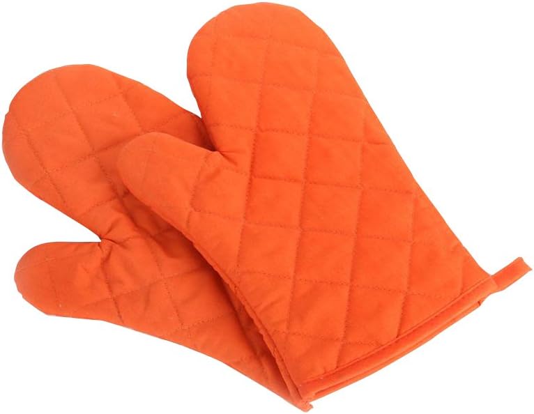 Oven Mitts, Premium Heat Resistant Kitchen Gloves Cotton & Polyester Quilted Oversized Mittens, 1 Pair (Pink)