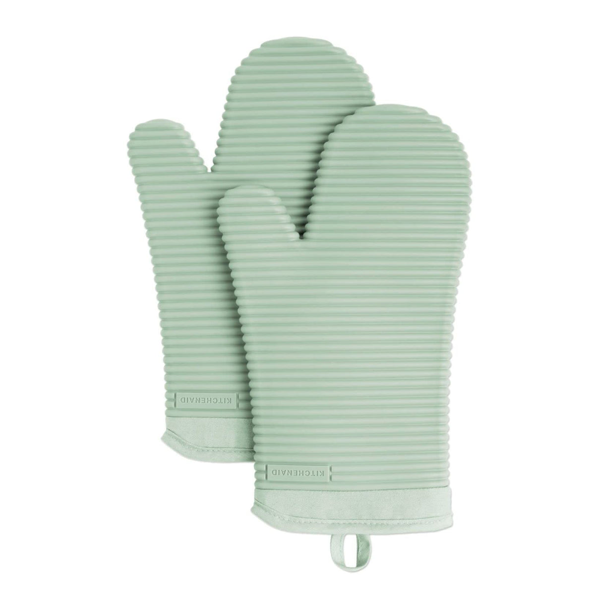 KITCHENAID Ribbed Soft Silicone Oven Mitt 2-Pack Set, 7.5"x13", Lavender Cream