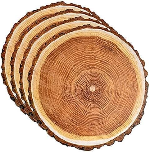 100 Rustic Wood Slice Paper Placemats 13.5 Inch Round Disposable Mats