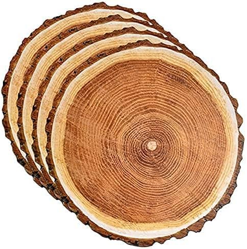 100 Rustic Wood Slice Paper Placemats 13.5 Inch Round Disposable Mats