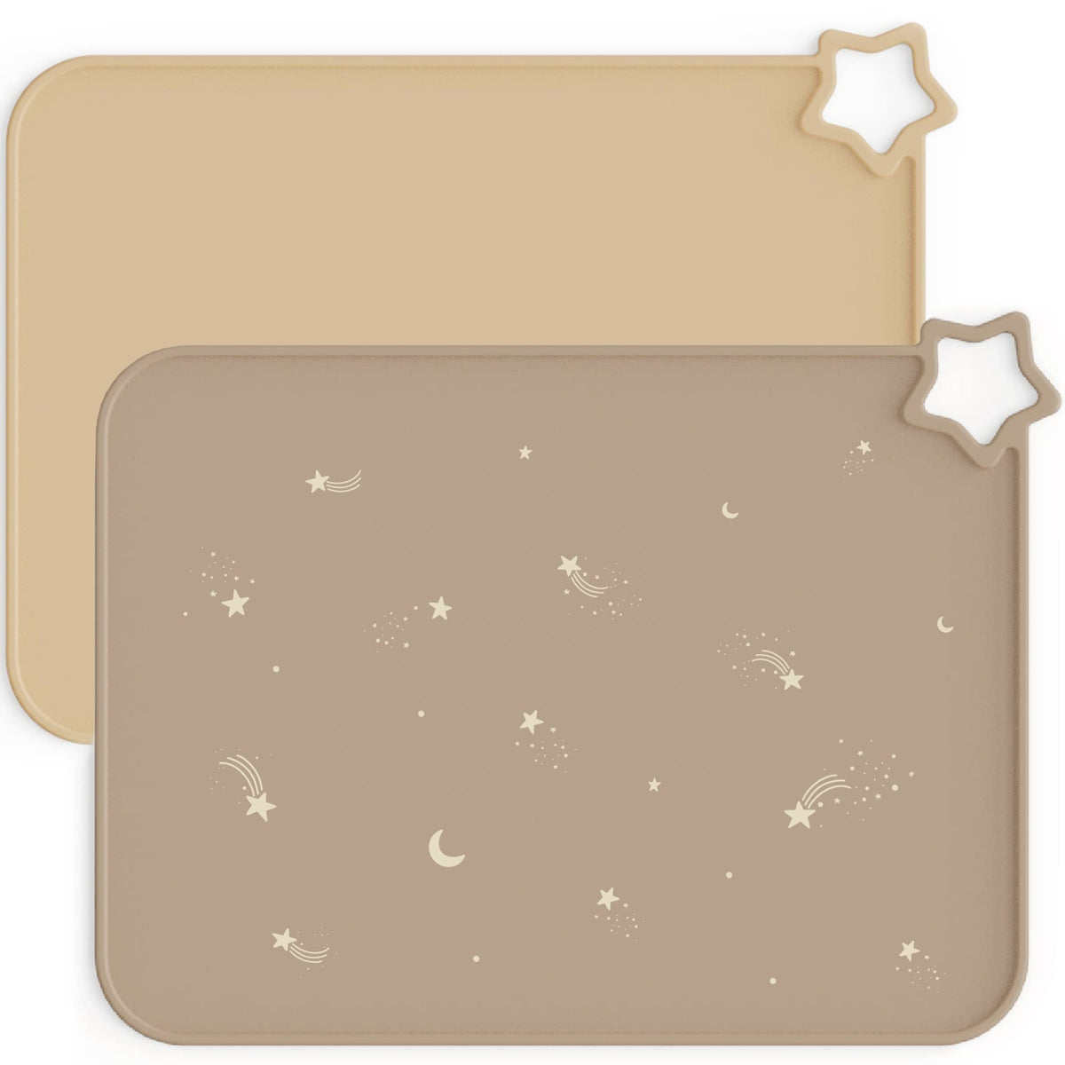 Moonkie Silicone Placemats for Baby & Kid, Stain-Proof Non-Slip Toddler Food Mats Eating Table Mat with 2 Packs