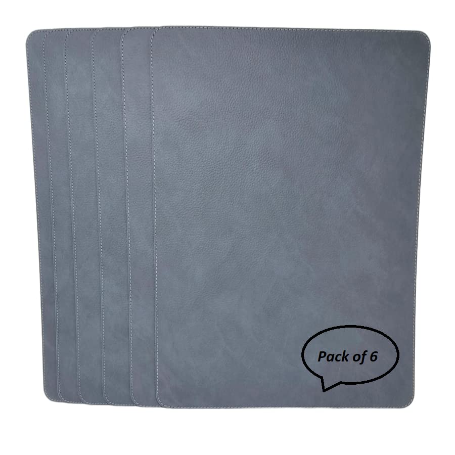 Nikalaz Set of 6 Placemats Made of Recycled Leather (18"x13", Dirty Brown)