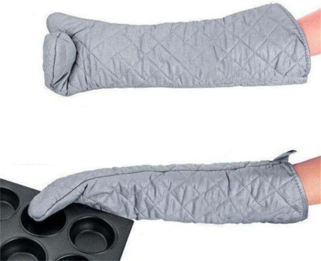 Linwnil Extra Long 23 Inch Heat Resistant Oven Gloves New Cotton Oven Mitts Kitchen Gloves High Temperature Cooking Tool BBQ Gloves (23-Inch)