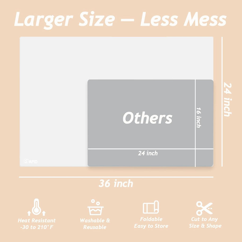 Extra Large Silicone Mat Kitchen Counter Heat Resistant Table Mat 36" x 24"