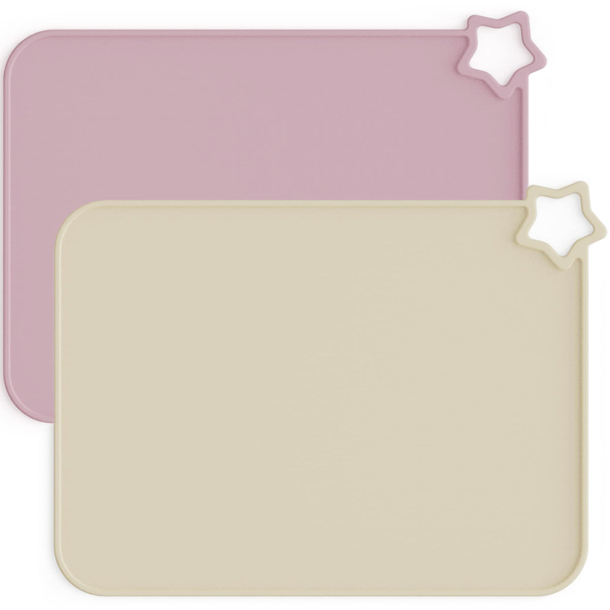 Moonkie Silicone Placemats for Baby & Kid, Stain-Proof Non-Slip Toddler Food Mats Eating Table Mat with 2 Packs