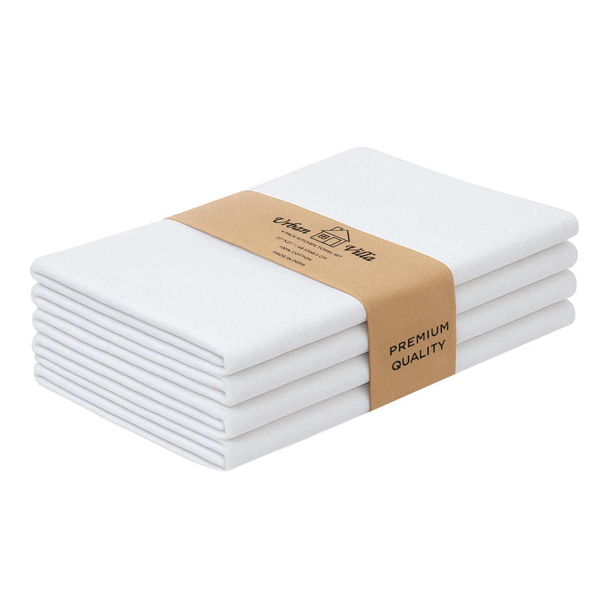 Urban Villa Kitchen Towels Cotton Dish Towels 12”x12” (Set of 8) Grey White
