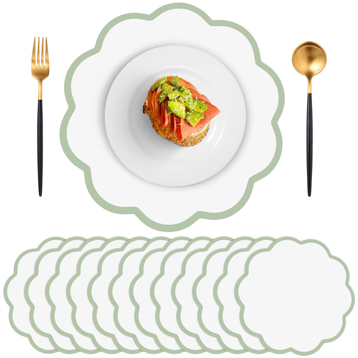 60 Pcs Navy Blue Paper Placemats, 13.5 Inch Disposable Scalloped Place Mat