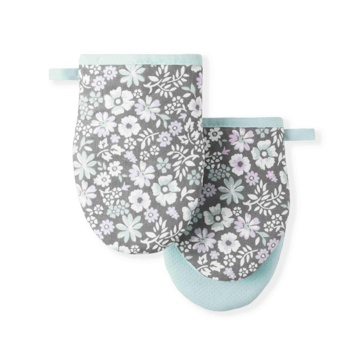 Martha Stewart Strie Medallion Mini Oven Mitt 2-Pack Set, Navy Blue, 5.5"X8"