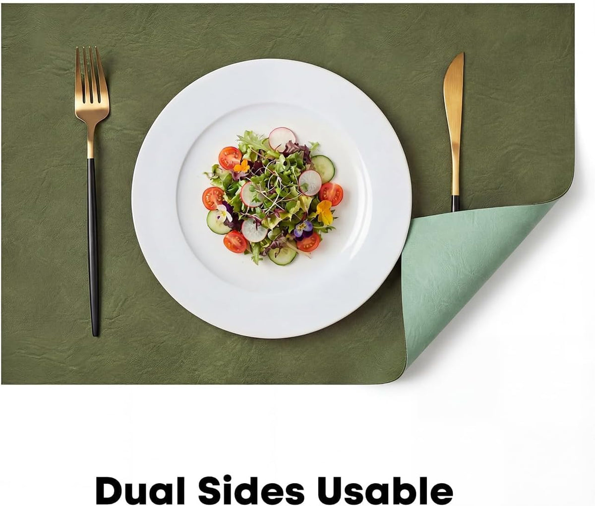 Artoid Mode Olive Green Faux Leather Placemats Set of 4