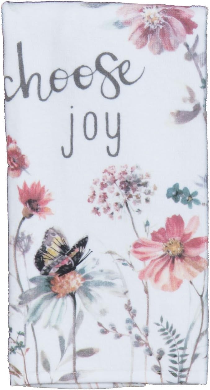 Kay Dee Designs Kitchen Towel Set (2 pc) - Choose Joy and Live Simply - Terry Hand Towels,White