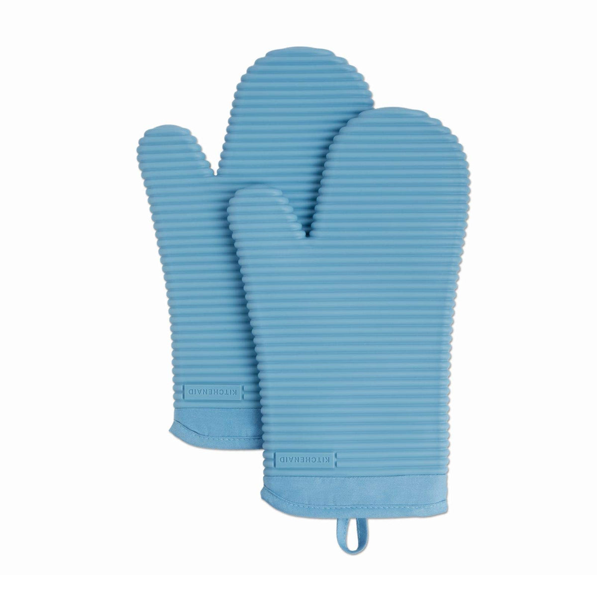 KITCHENAID Ribbed Soft Silicone Oven Mitt 2-Pack Set, 7.5"x13", Milkshake Tan
