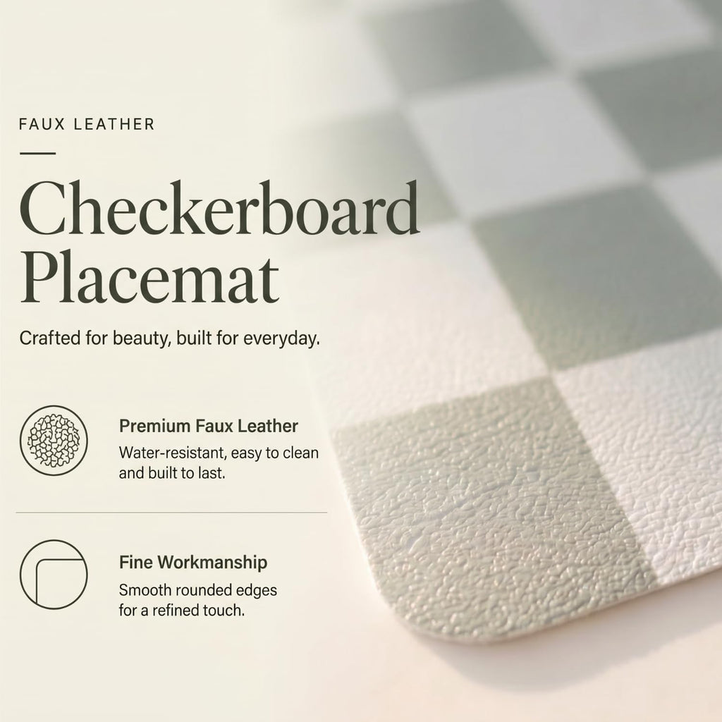 Set of 6 Checkerboard Non-Slip Washable Placemats for Dining Table