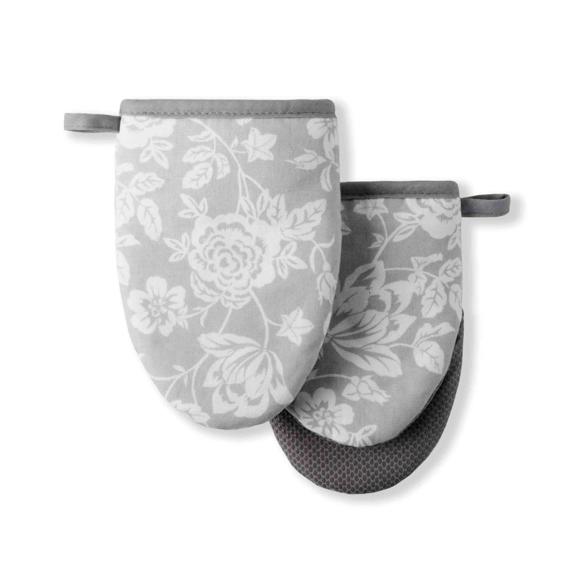 Martha Stewart Strie Medallion Mini Oven Mitt 2-Pack Set, Navy Blue, 5.5"X8"