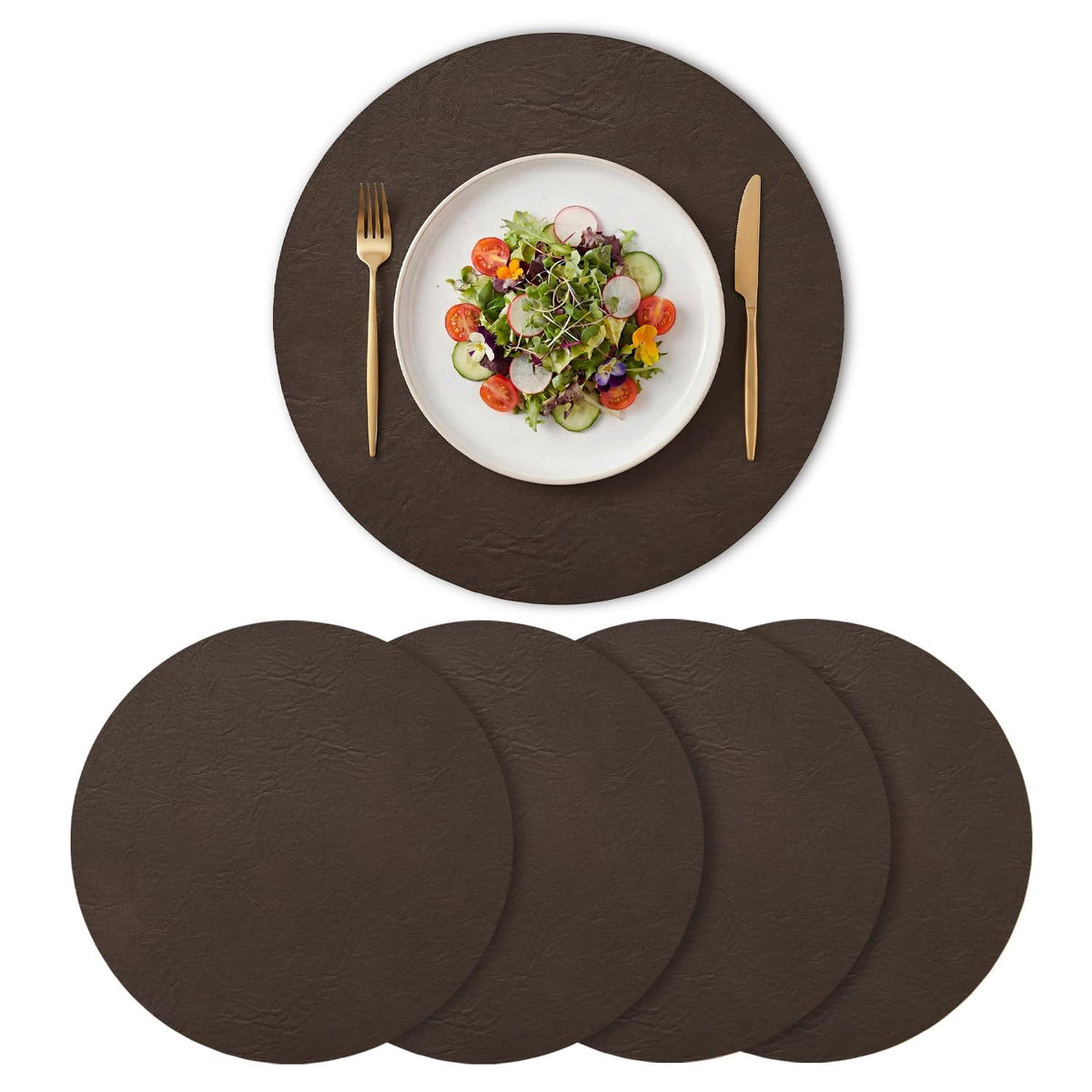 Artoid Mode Olive Green Faux Leather Placemats Set of 4