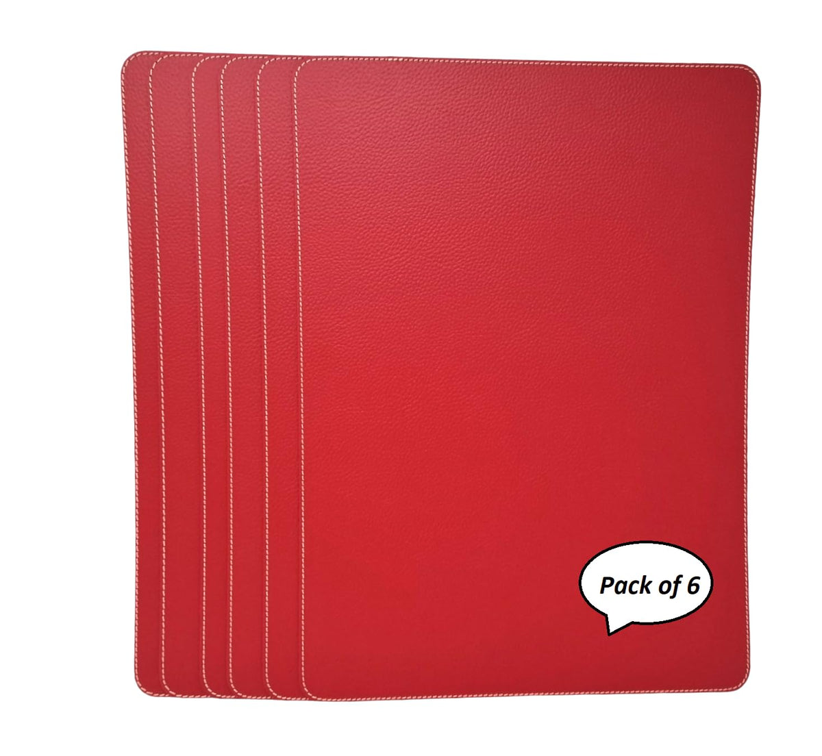 Nikalaz Set of 6 Placemats Made of Recycled Leather (18"x13", Dirty Brown)