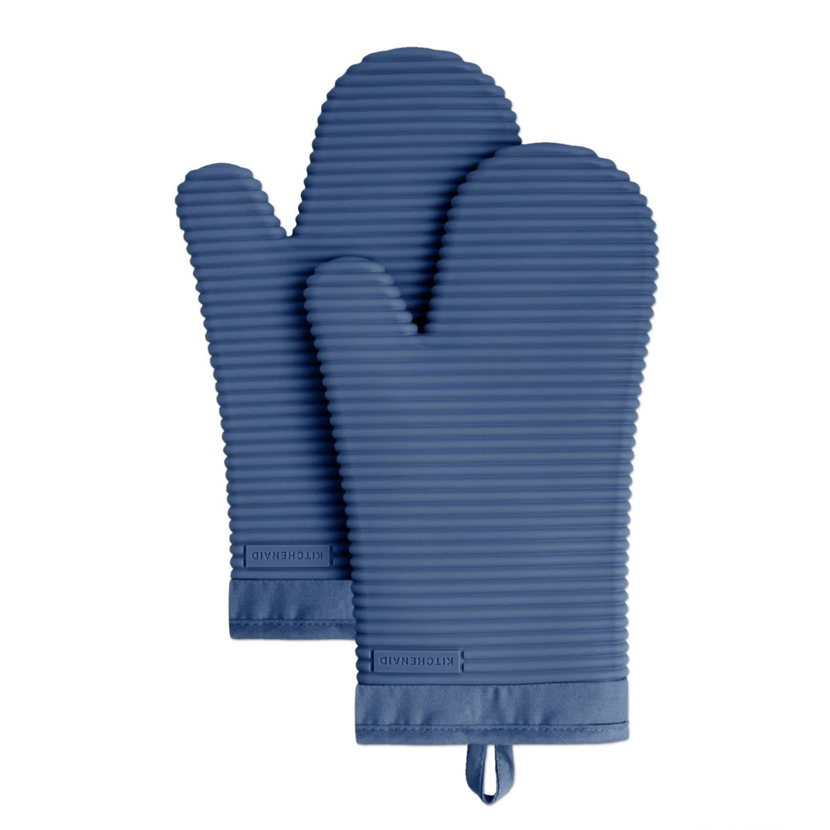 KITCHENAID Ribbed Soft Silicone Oven Mitt 2-Pack Set, 7.5"x13", Lavender Cream