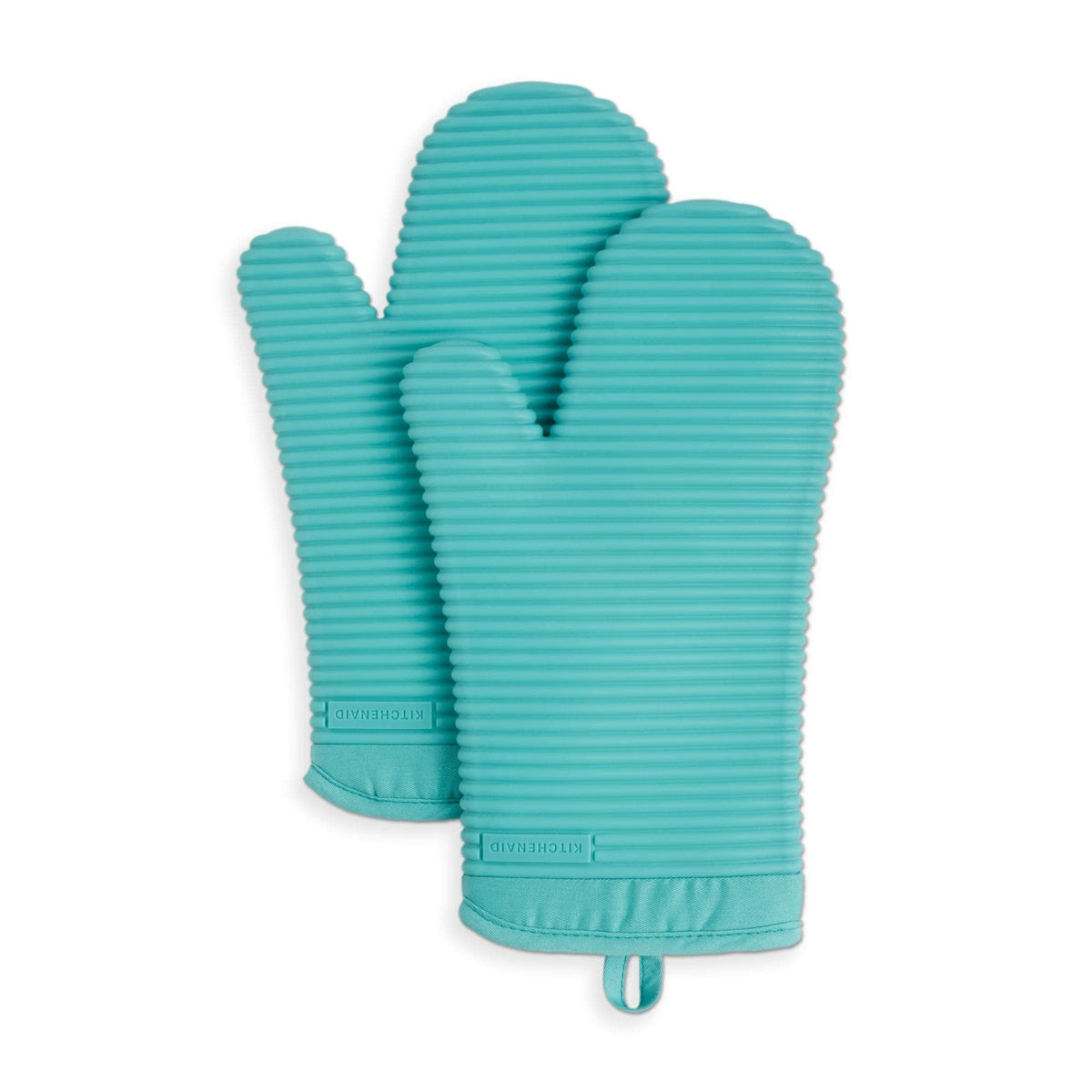 KITCHENAID Ribbed Soft Silicone Oven Mitt 2-Pack Set, 7.5"x13", Lavender Cream