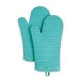 KITCHENAID Ribbed Soft Silicone Oven Mitt 2-Pack Set, 7.5"x13", Blue Willow