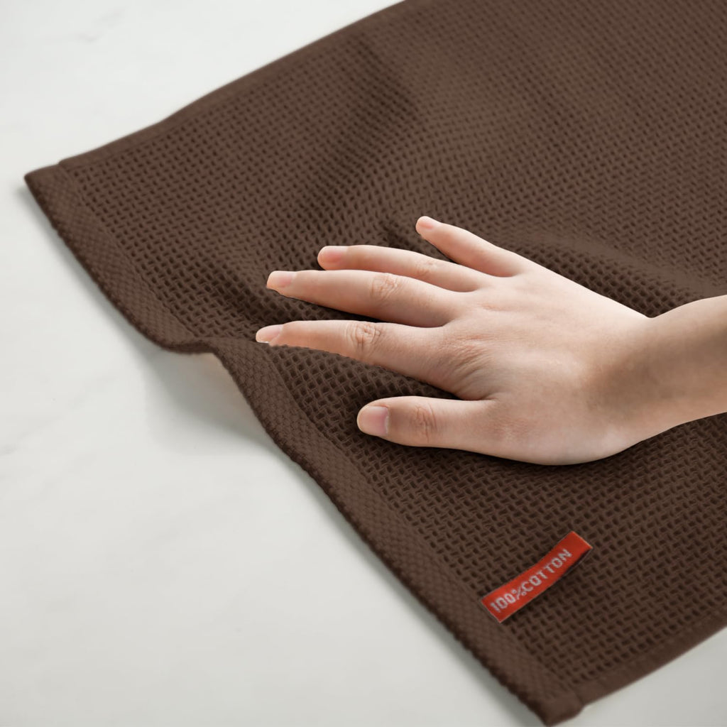 Artoid Mode 100% Cotton Beige Dark Coffee Brown Waffle Weave Kitchen Dish Cloths, 12x12 Inch Ultra Soft Absorbent Quick Drying Set of 6, Multicolor