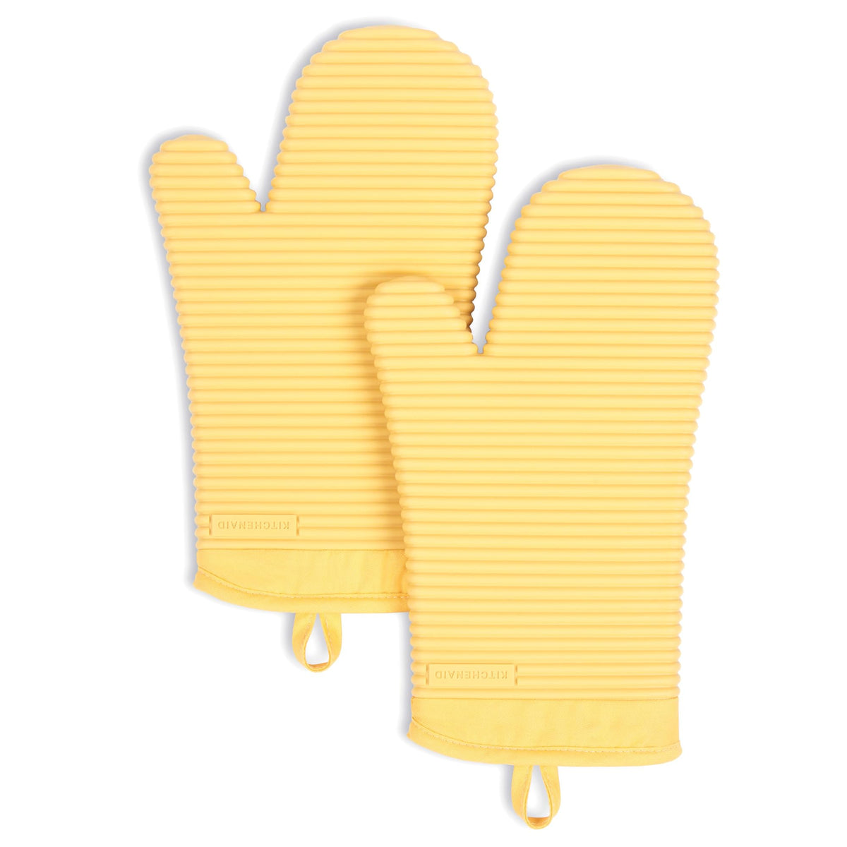 KITCHENAID Ribbed Soft Silicone Oven Mitt 2-Pack Set, 7.5"x13", Lavender Cream