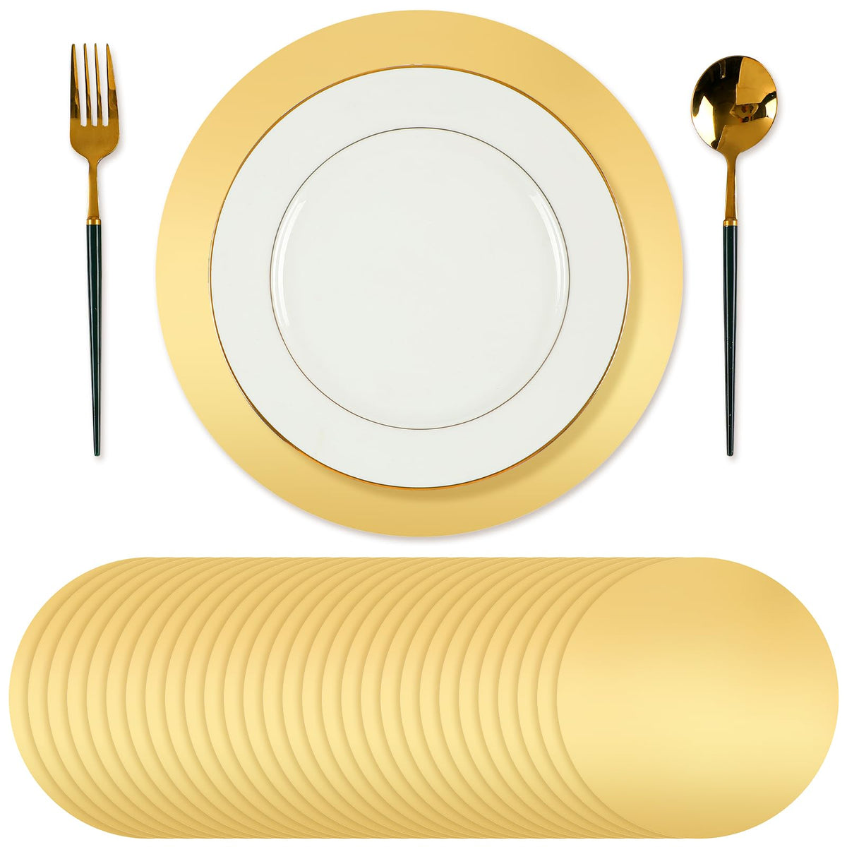Tioncy 50 Pcs Gold Round Paper Placemats Disposable Table Mats