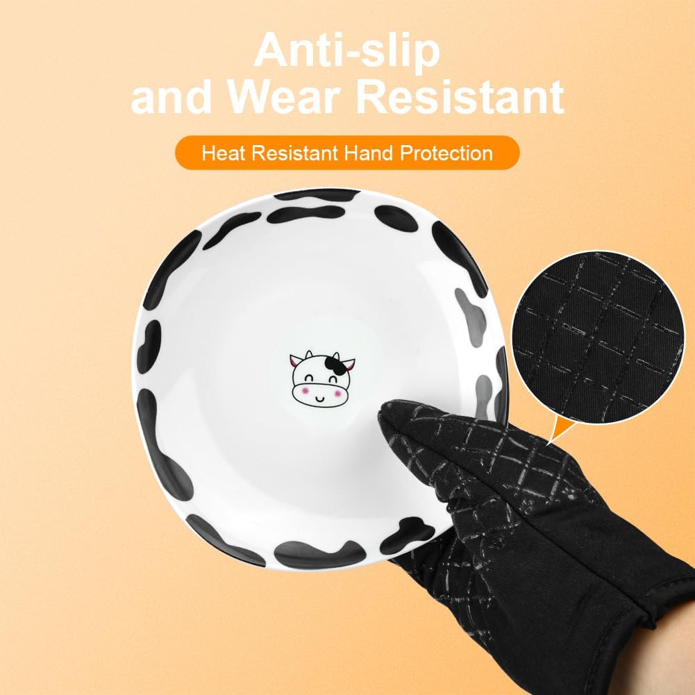 AUAUY Oven Mitts and Pot Holders 4PCS Set, 230°C/446°F Heat Resistant