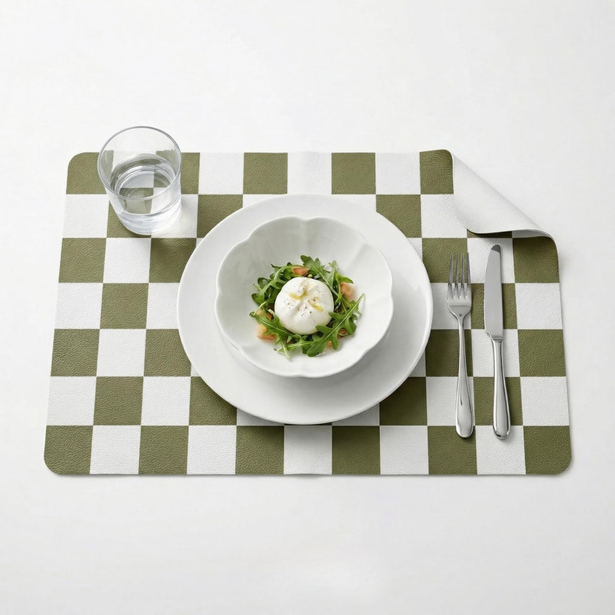 Set of 6 Checkerboard Non-Slip Washable Placemats for Dining Table