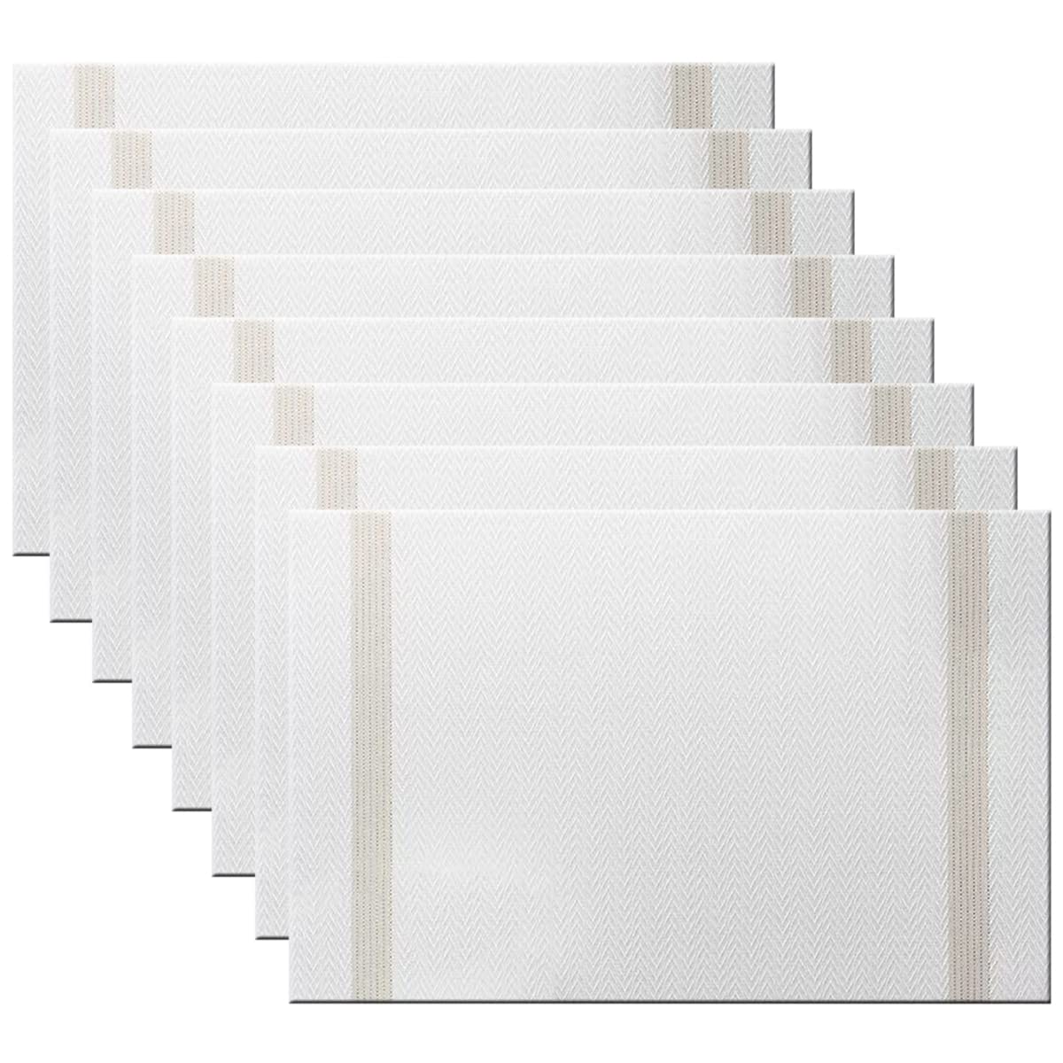 PIGCHCY Placemats,Washable Vinyl Woven Table Mats,Elegant Durable Placemats for Dining Table Set of 4 (18 x 12 inches, Navy Blue)