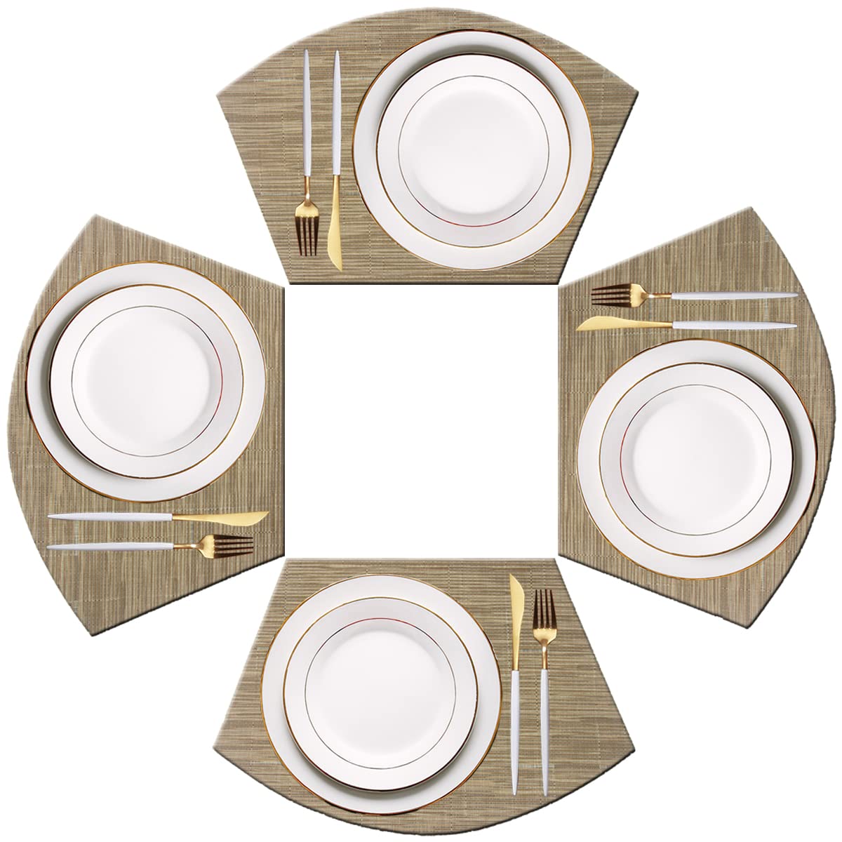 PIGCHCY Place Mats Heat-Resistant Non Slip Placemats Easy Wipe Clean Table Mats Woven Vinyl Placemats for Dining Table(Set of 6, Brown)