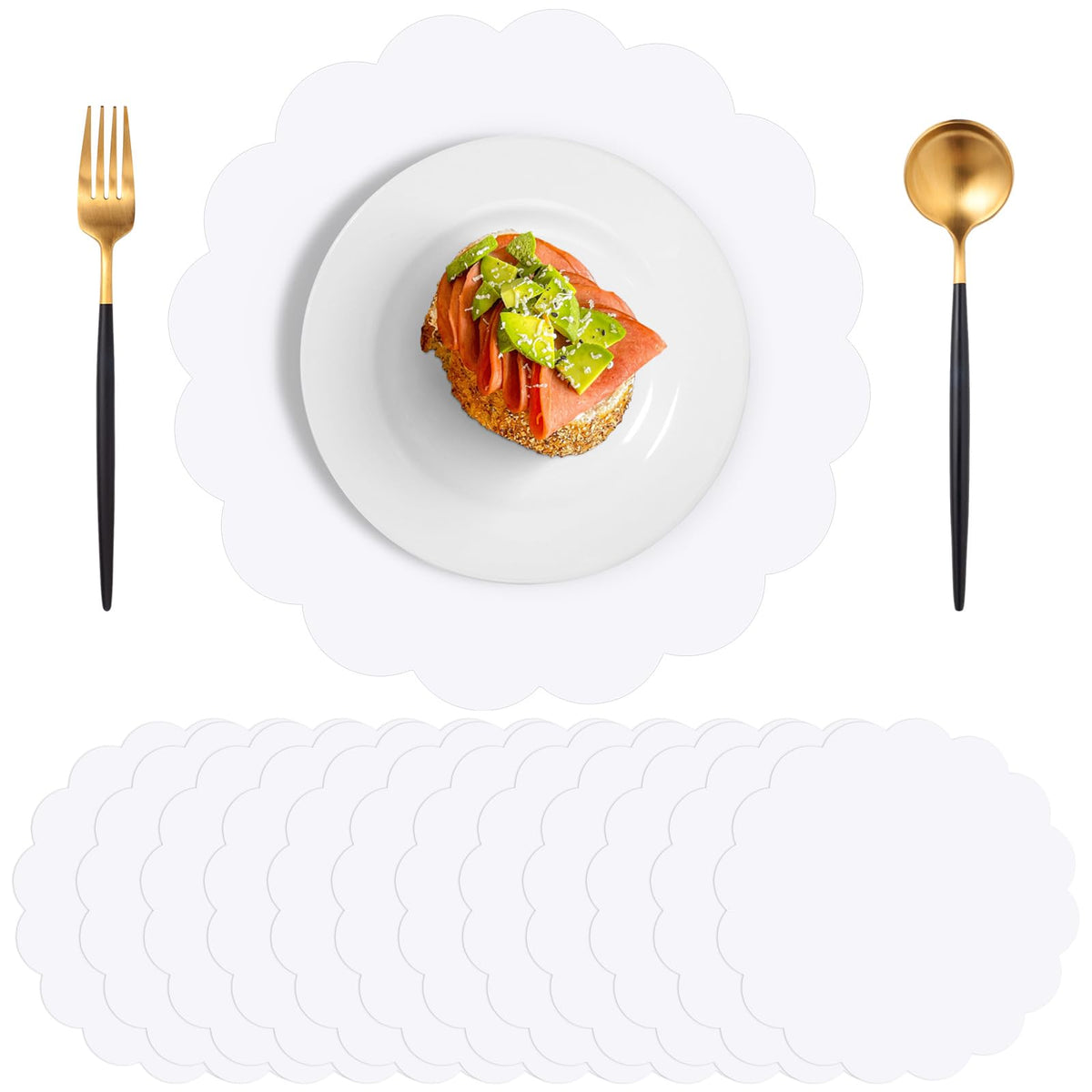 60 Pcs Navy Blue Paper Placemats, 13.5 Inch Disposable Scalloped Place Mat