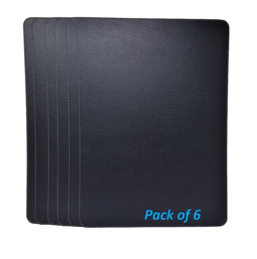 Nikalaz Set of 6 Placemats Made of Recycled Leather (18"x13", Dirty Brown)