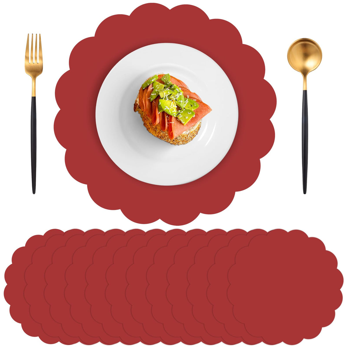 60 Pcs Navy Blue Paper Placemats, 13.5 Inch Disposable Scalloped Place Mat