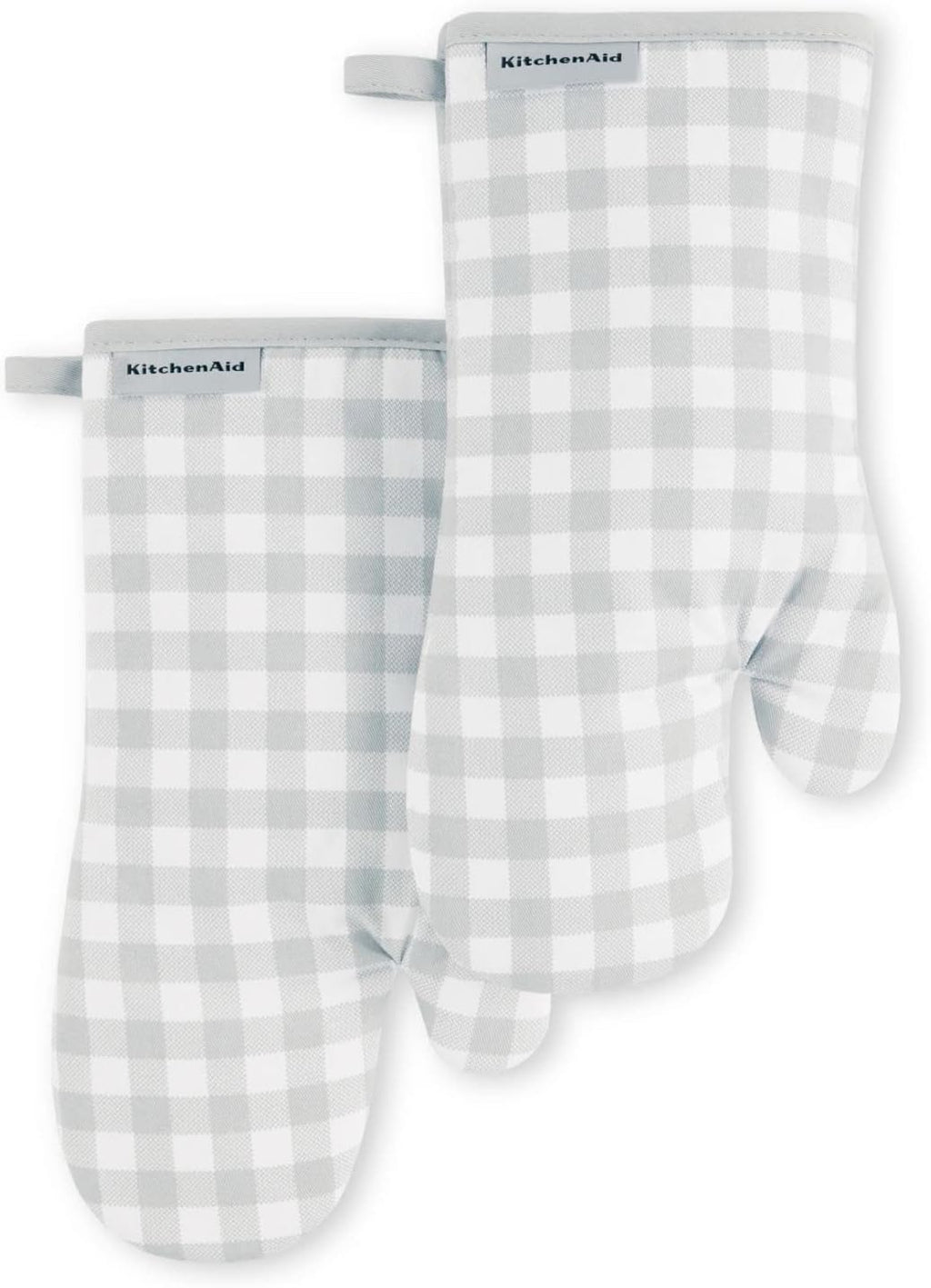 KITCHENAID Gingham Oven Mitt 2-Pack Set, Matte Black, 7"x13"
