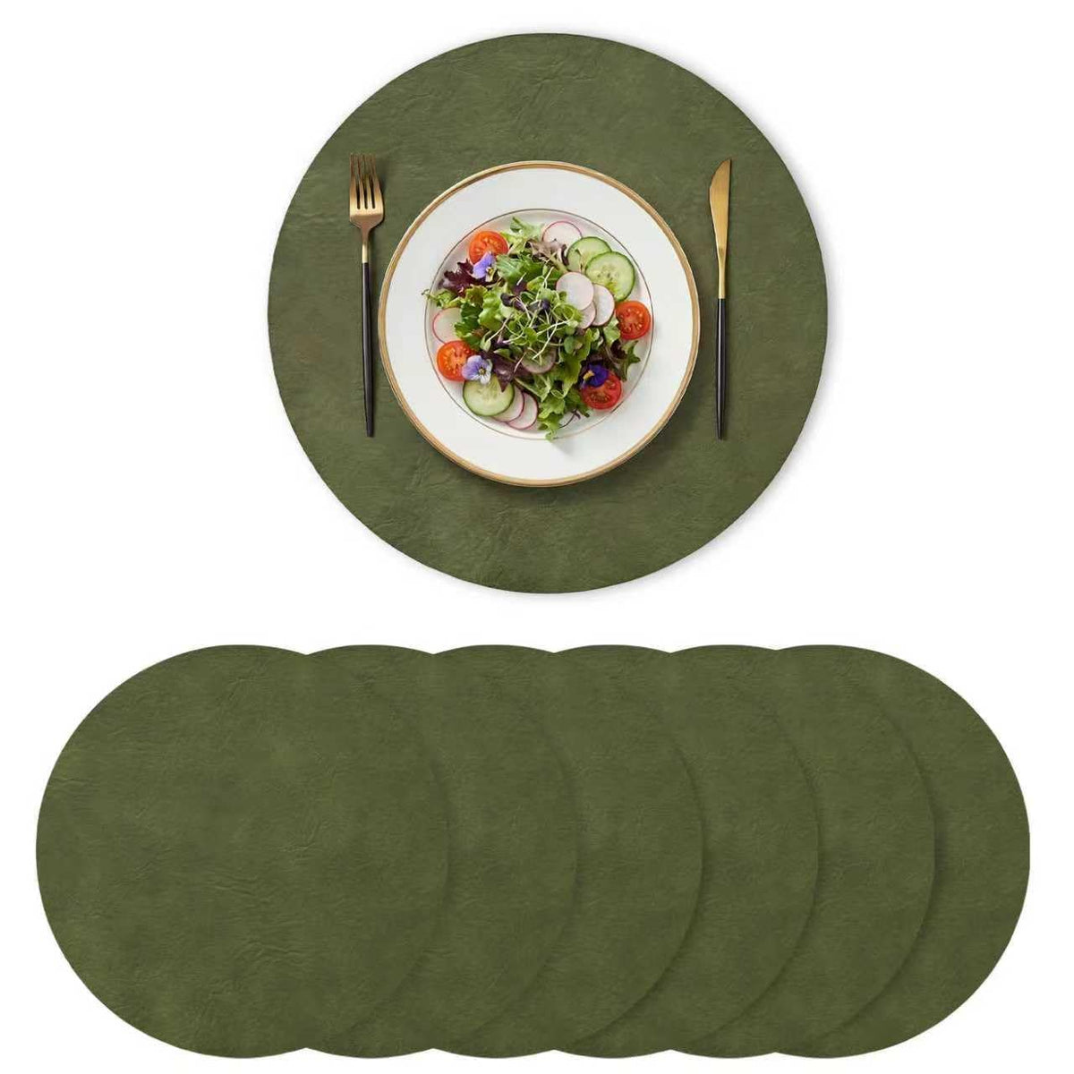 Artoid Mode Olive Green Faux Leather Placemats Set of 4