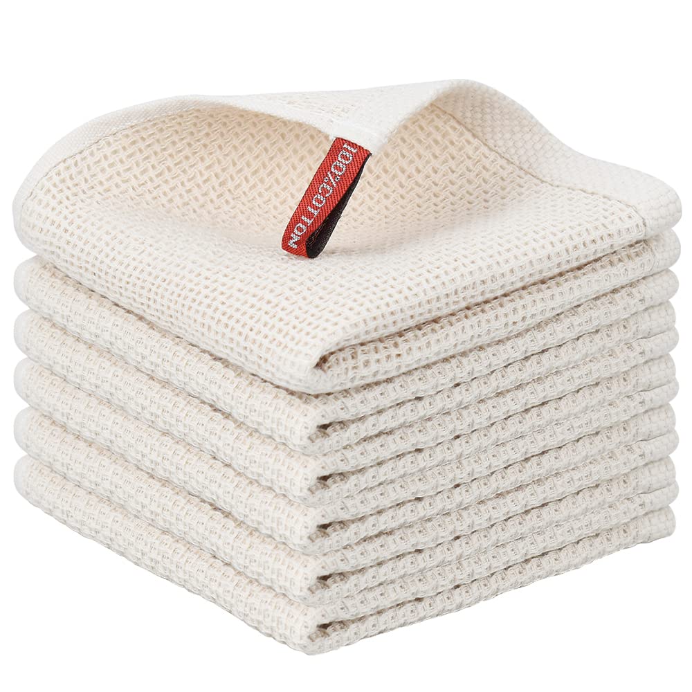 Nialnant 6 Pack Kitchen Towels and Dishcloths Sets,100% Cotton Soft Absorbent Quick Drying Dish Towels for Kitchen,Washing Dishes,12x12 Inches, Multi Color
