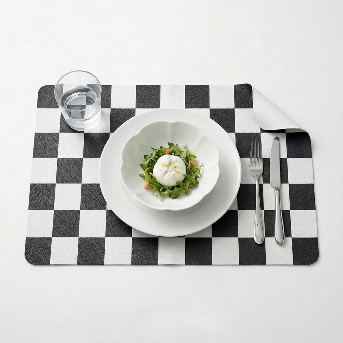 Set of 6 Checkerboard Non-Slip Washable Placemats for Dining Table