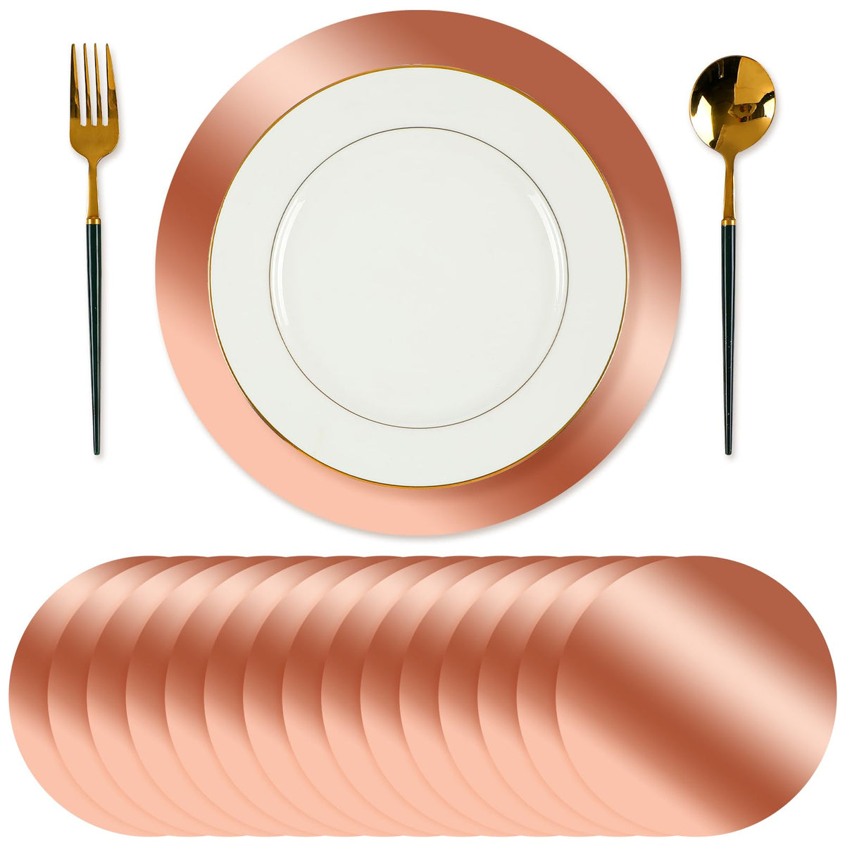 Tioncy 50 Pcs Gold Round Paper Placemats Disposable Table Mats