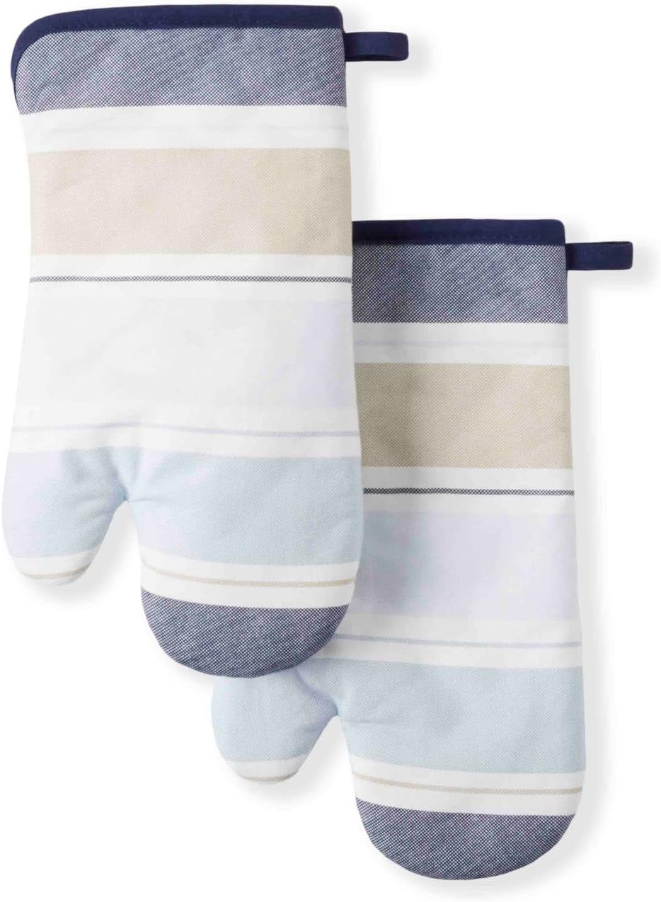 Martha Stewart Succulents Oven Mitt 2-Pack Set, Green, 7"x13"