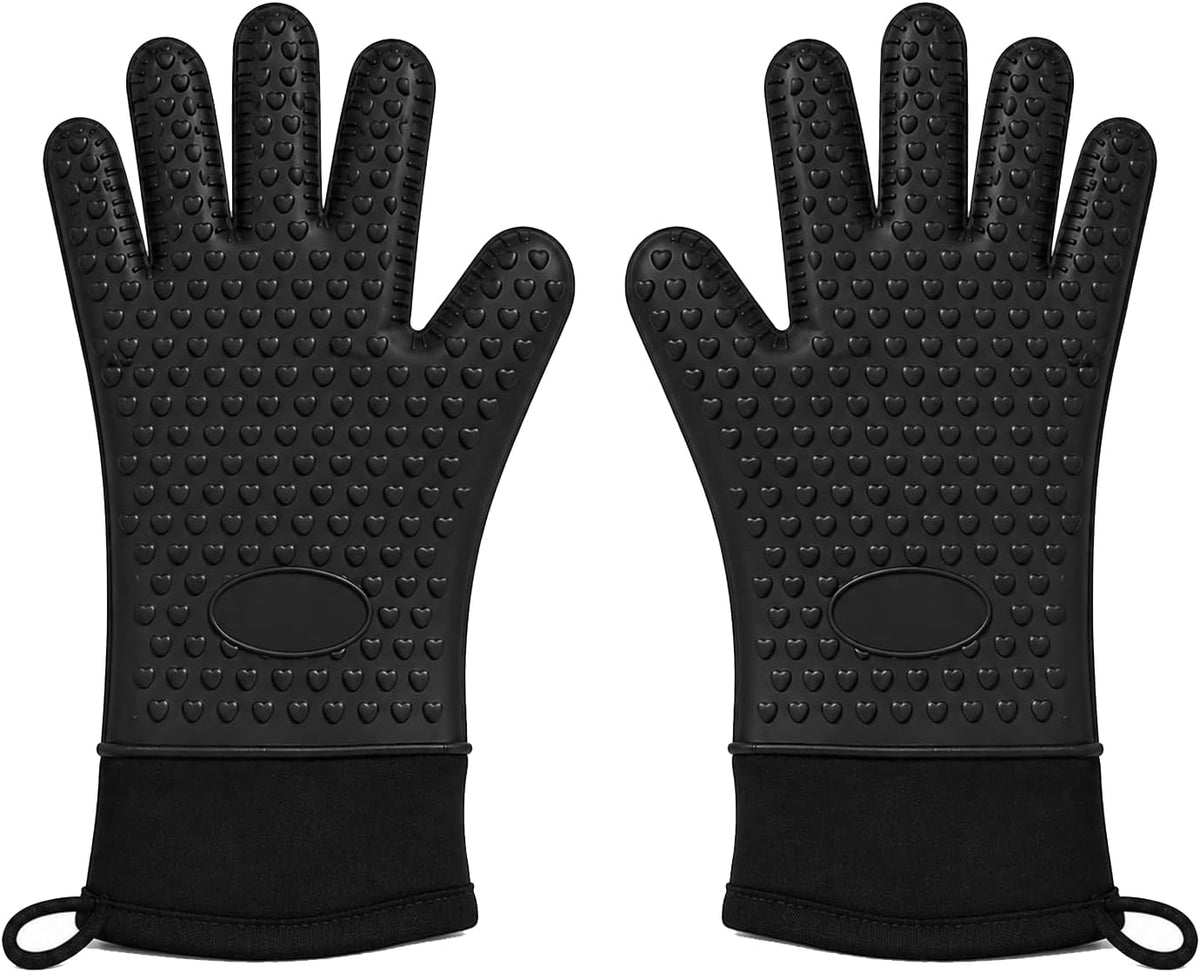 Silicone Oven Mitts with Fingers, 13.6" Oven Gloves for Baking, Cooking